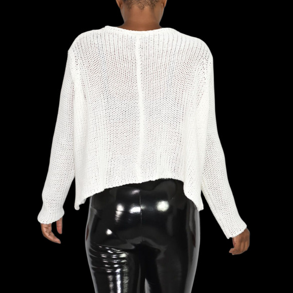 Wooden Ships Maui VNeck White Pullover Sweater Slouchy Cropped Boxy Small Medium - Picture 15 of 15